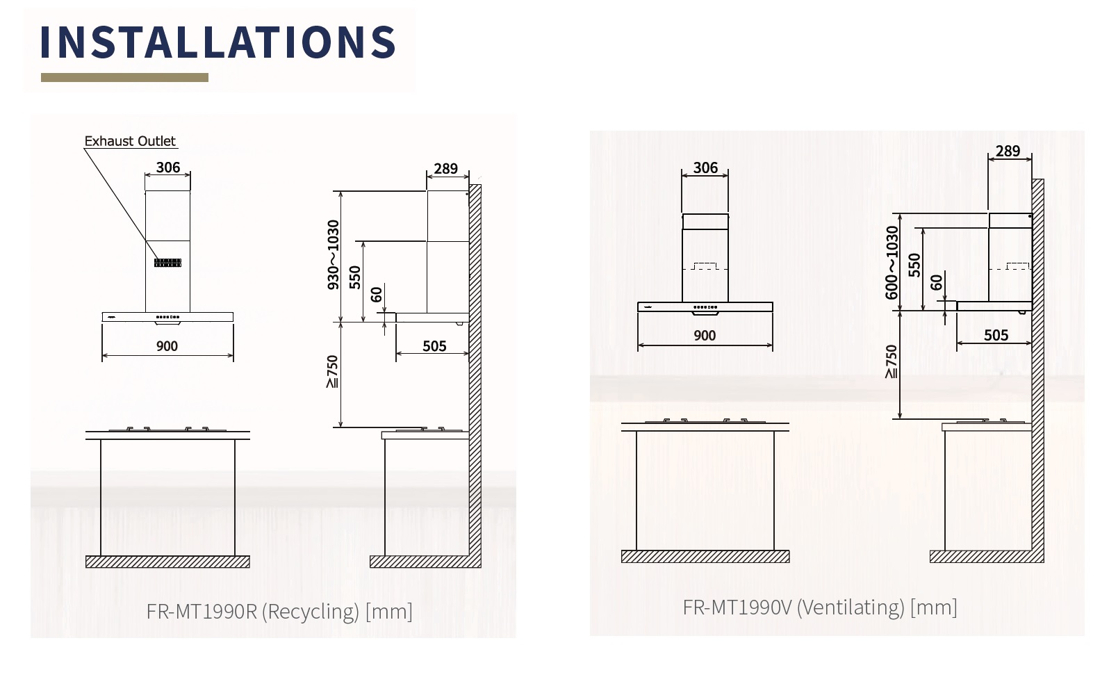 FUJIOH 90cm Chimney Cooker Hood FR-MT1990