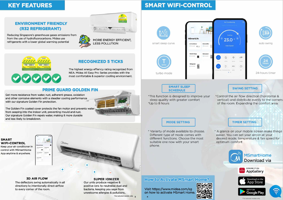 Midea System 4 AIRCON MAE-4M30E / 4 X MSEID09