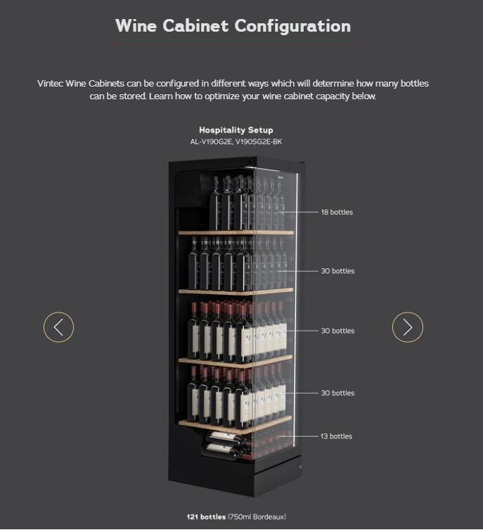 Vintec 198 Bottle Single/MultiTemp Wine Cellar V190SG2EBK