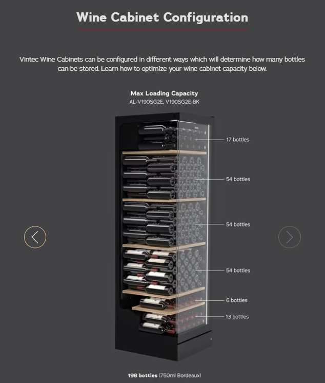 Vintec 198 Bottle Single/MultiTemp Wine Cellar VWM155SAAX
