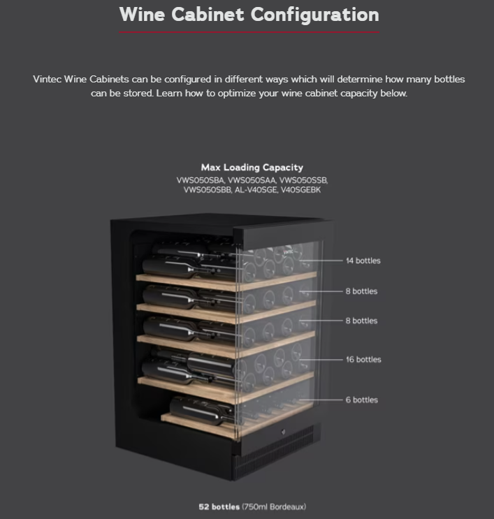 Vintec 50 Bottle DualZone Wine Cellar VWD050SBAX