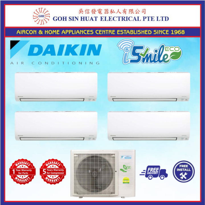 Daikin iSmile Eco 5 Ticks R32 Gas System 4 Air Con CTKM25VVMG x 2