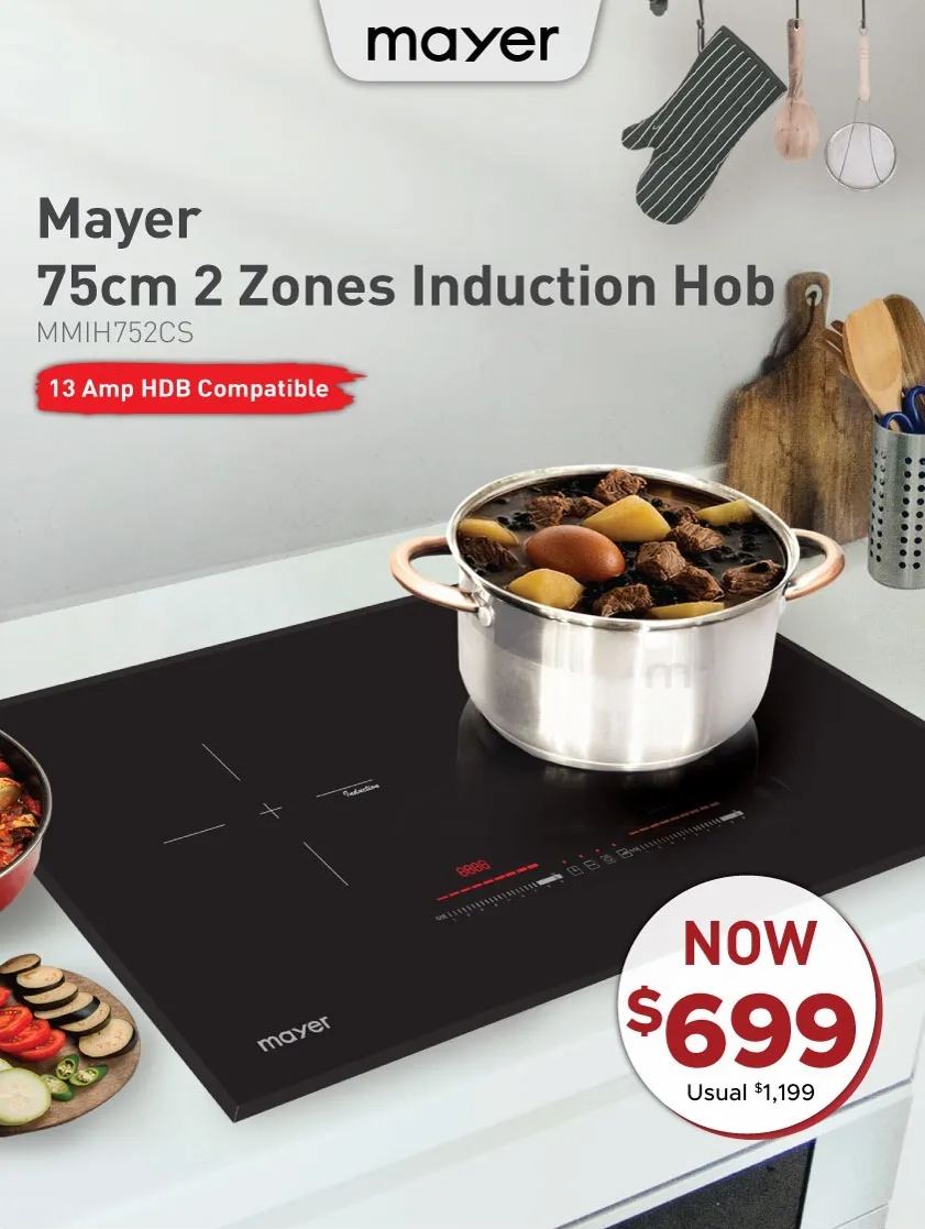 Mayer 75cm 2 Zone Induction Hob with Slider MMIH752CS