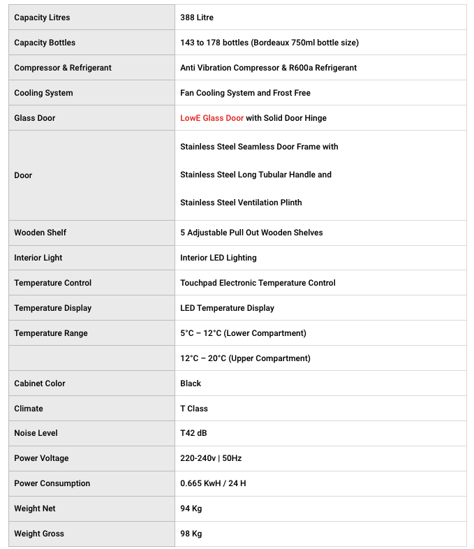 Valenti 178 Bottles Dual-Zone Wine Cellar VAW-180SSD 