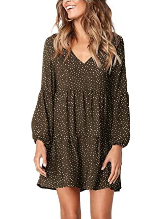 2233 Long Sleeve V-neck Dress Miniskirt Dress for Women White Dress Dresses Dresses for Women Dresses Women