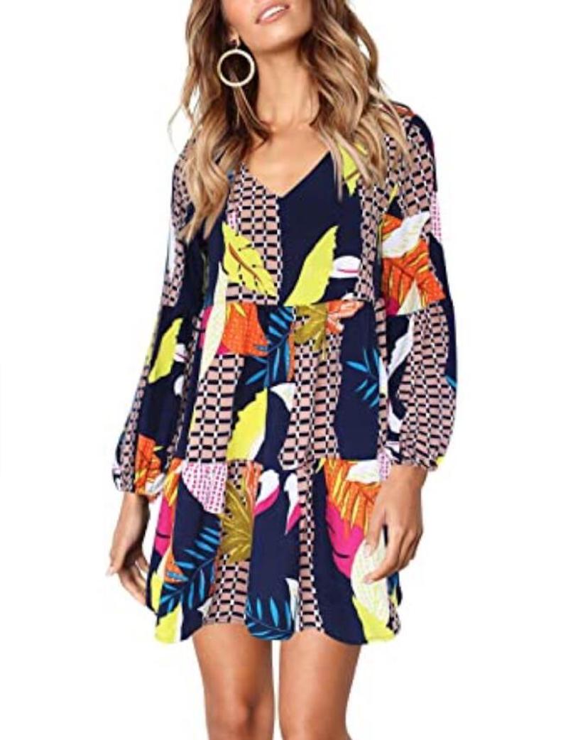 2233 Long Sleeve V-neck Dress Miniskirt Dress for Women White Dress Dresses Dresses for Women Dresses Women