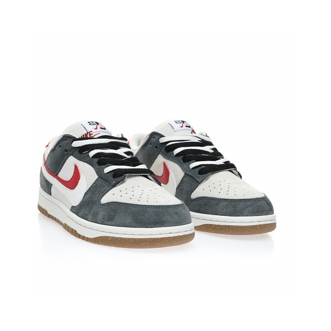 Dunk Low “麂皮黑灰紅雙鉤”