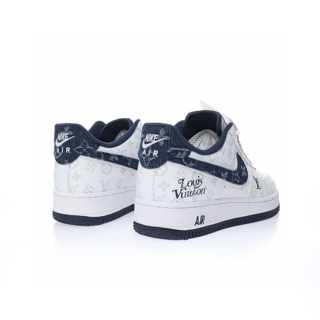 Louis Vuitton x Nike Air Force 1 「皮革白牛仔深藍灰LV老花」