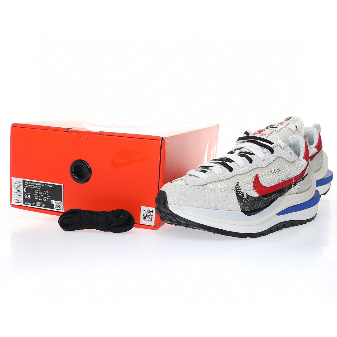 Sacai x Nike VaporWaffle 3.0"Royal Fuchsia"系列改良馬拉松變形解構前衛設計五層底休閒運動慢跑鞋「透吸淺灰黑紅寶藍大重疊雙鈎子」