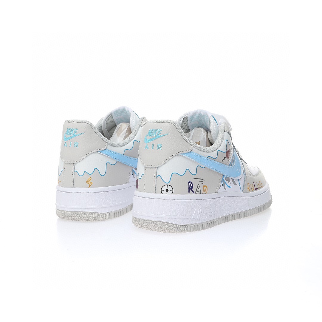 Nike Air Force 1 “皮革灰白藍彩色雪山塗鴉”