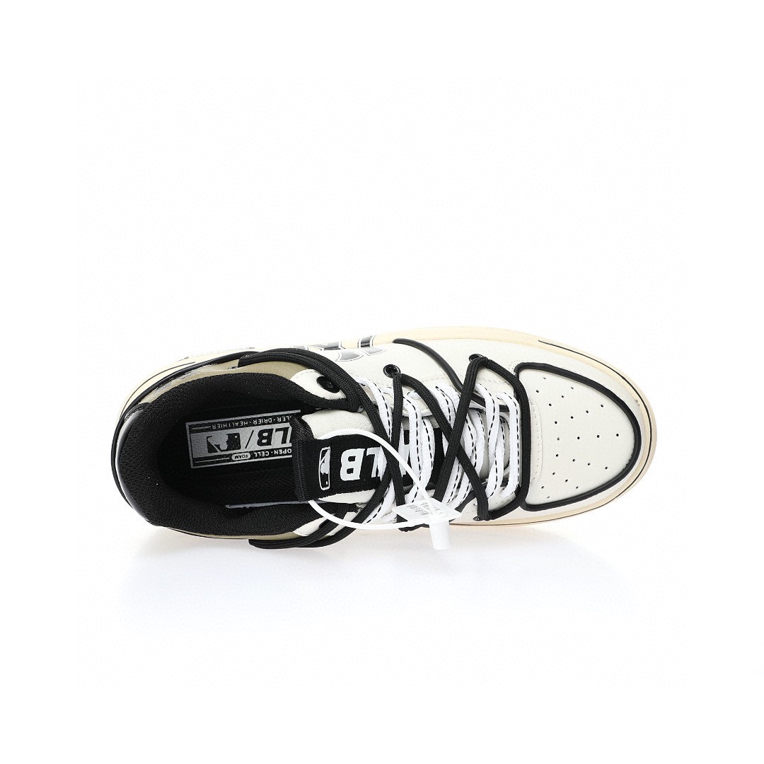 New York Yankees x MLB Chunky Liner Low 皮革米棕黑NY印花綁繩