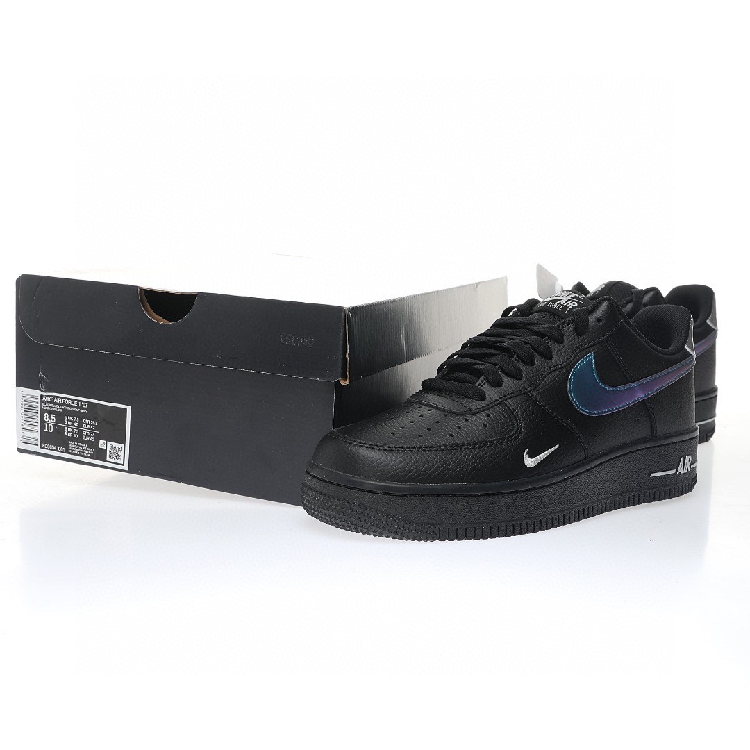 Nike Air Force 1 “皮革黑鐳射藍太空銀小鉤”