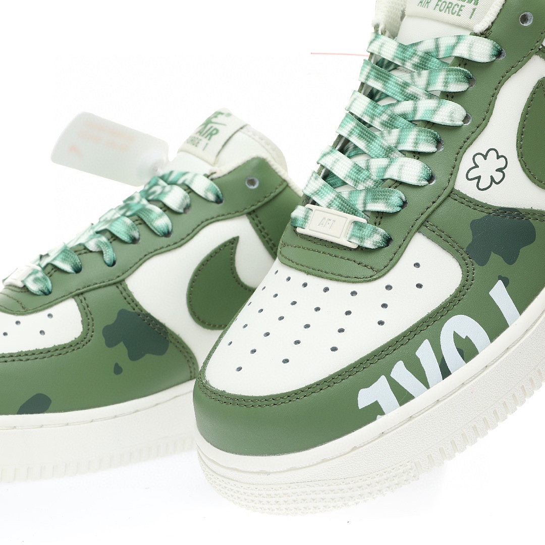 Nike Air Force 1 “拼接舊綠米白蝴蝶花朵印花”