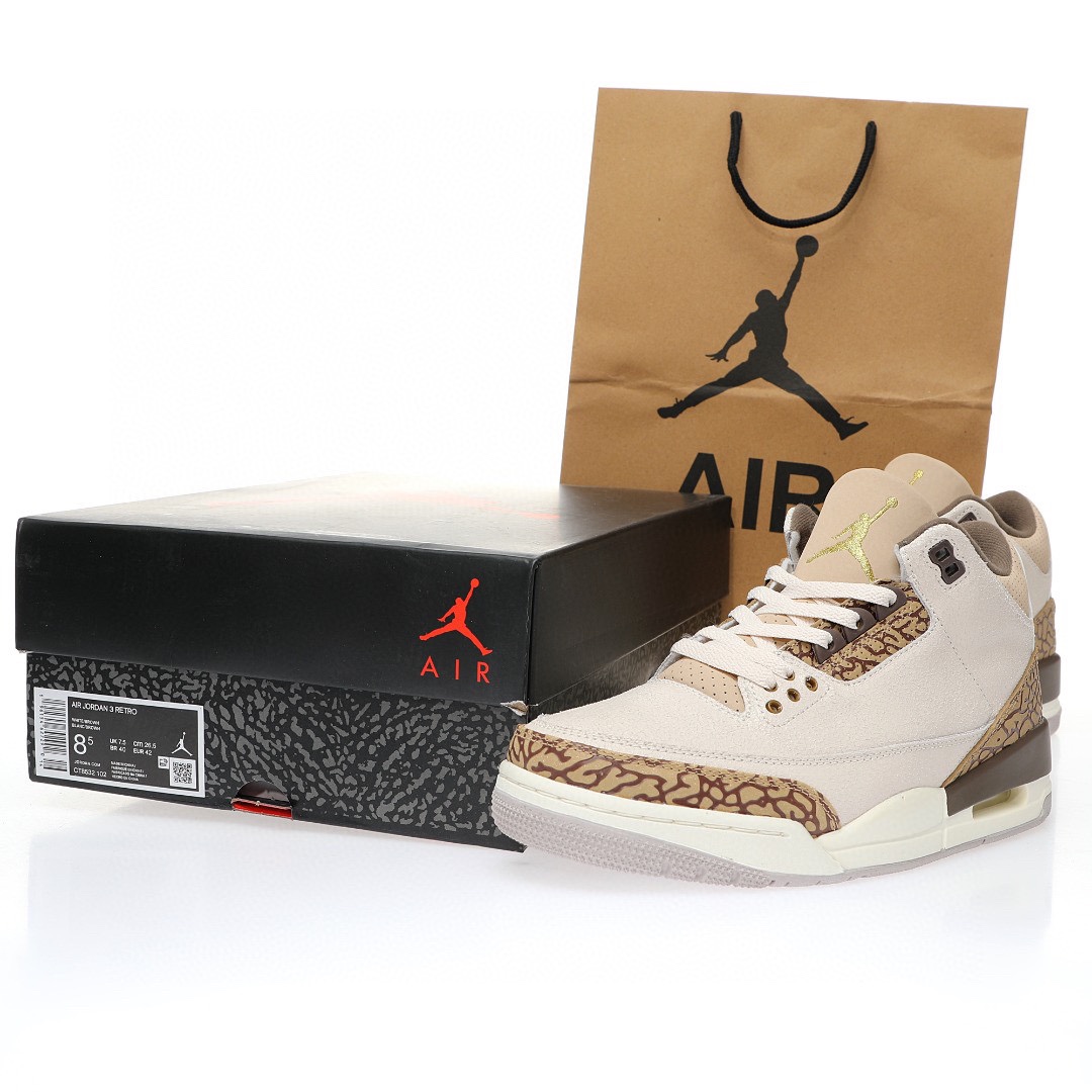 Air Jordan 3 摩卡棕米白爆裂紋