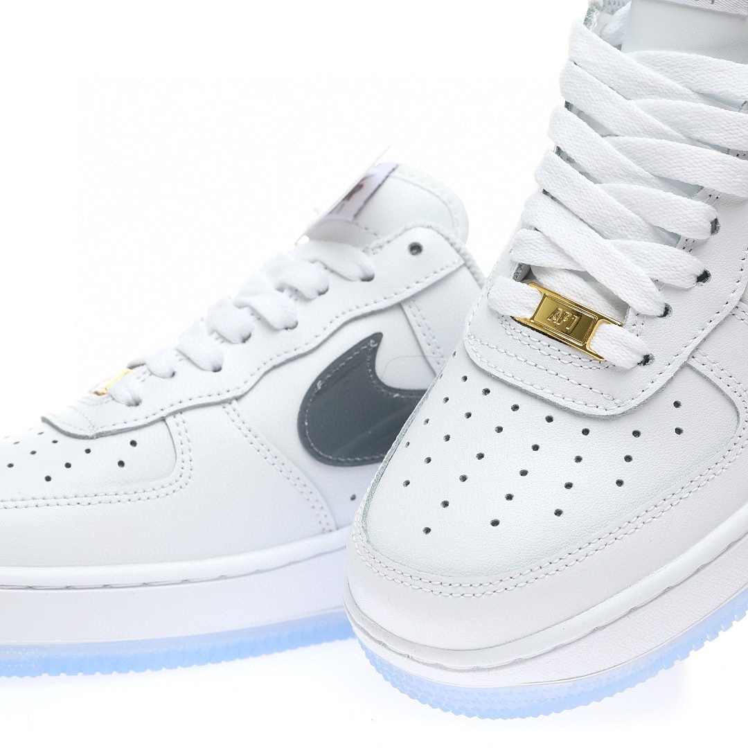 Nike Air Force 1 “皮革白深灰漸變鉤子”