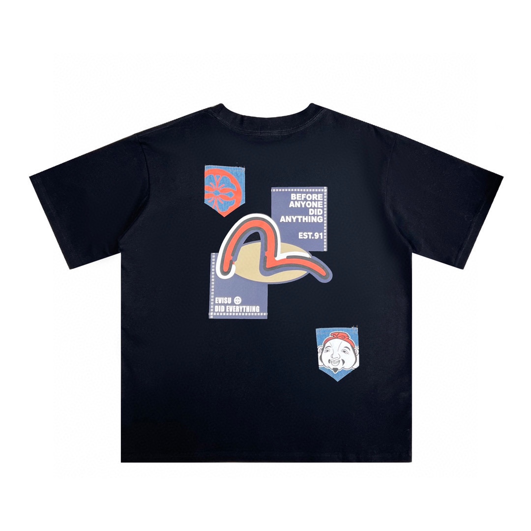 EVISU福神 海鷗佛頭牛仔口袋短袖T恤