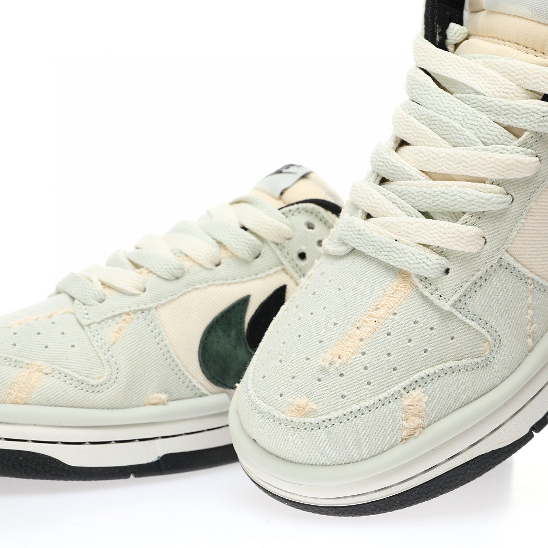 Dunk Low 磨破牛仔布淺灰黑綠雙鈎