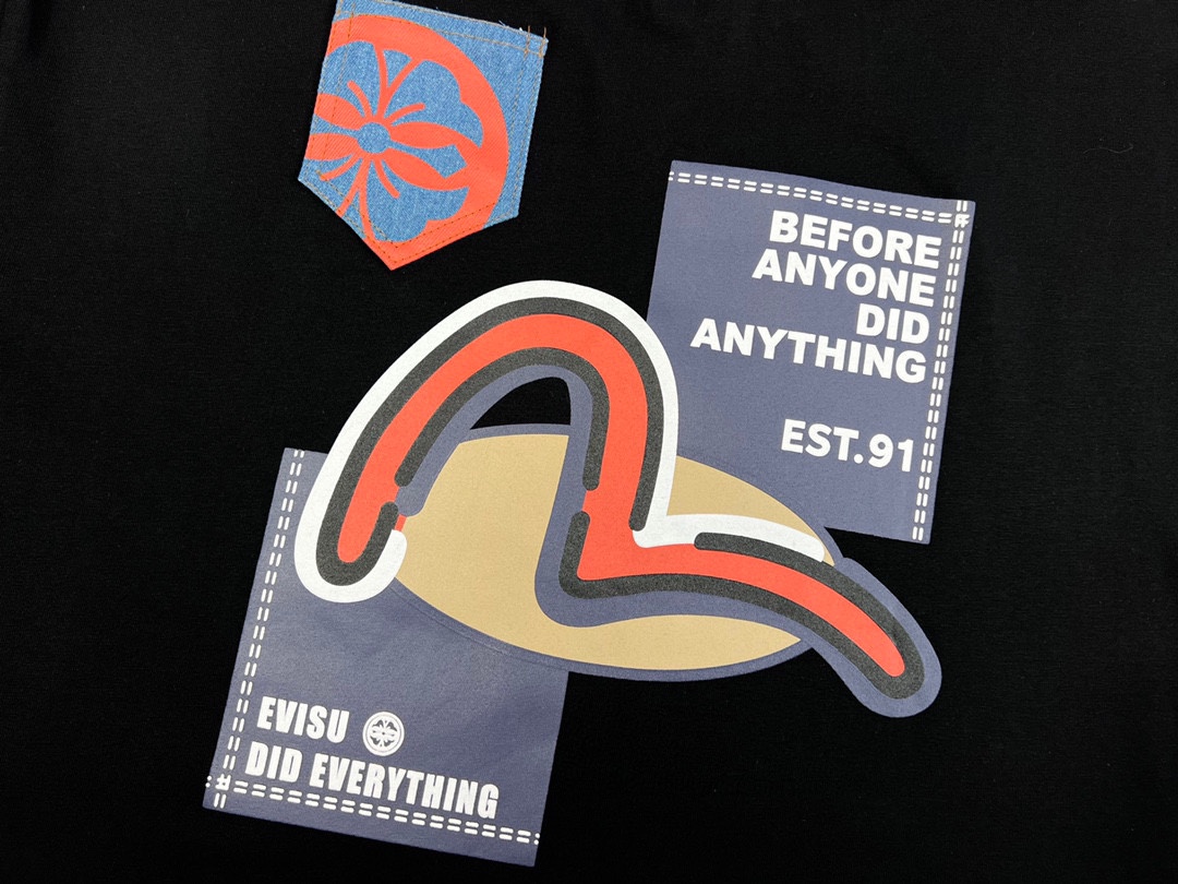 EVISU福神 海鷗佛頭牛仔口袋短袖T恤