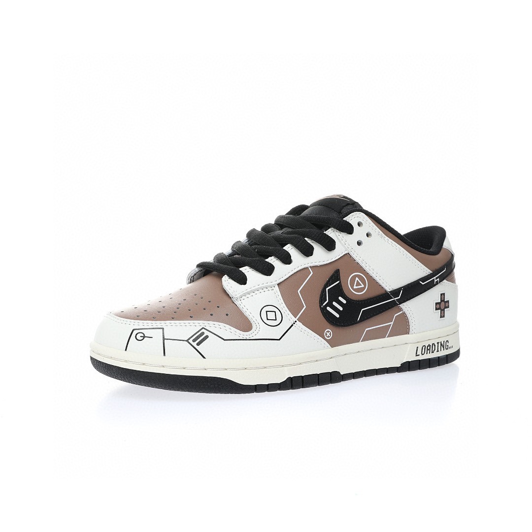 Dunk Low “皮革白黑巧克力棕遊戲印花”