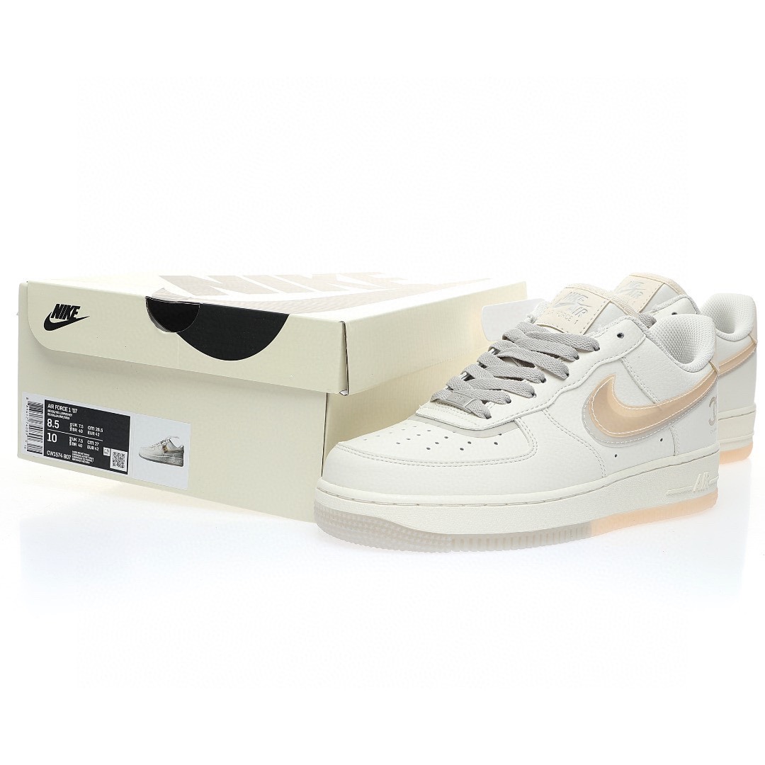 Nike Air Force 1 「米白灰淡黃CC香奈兒雙鈎」