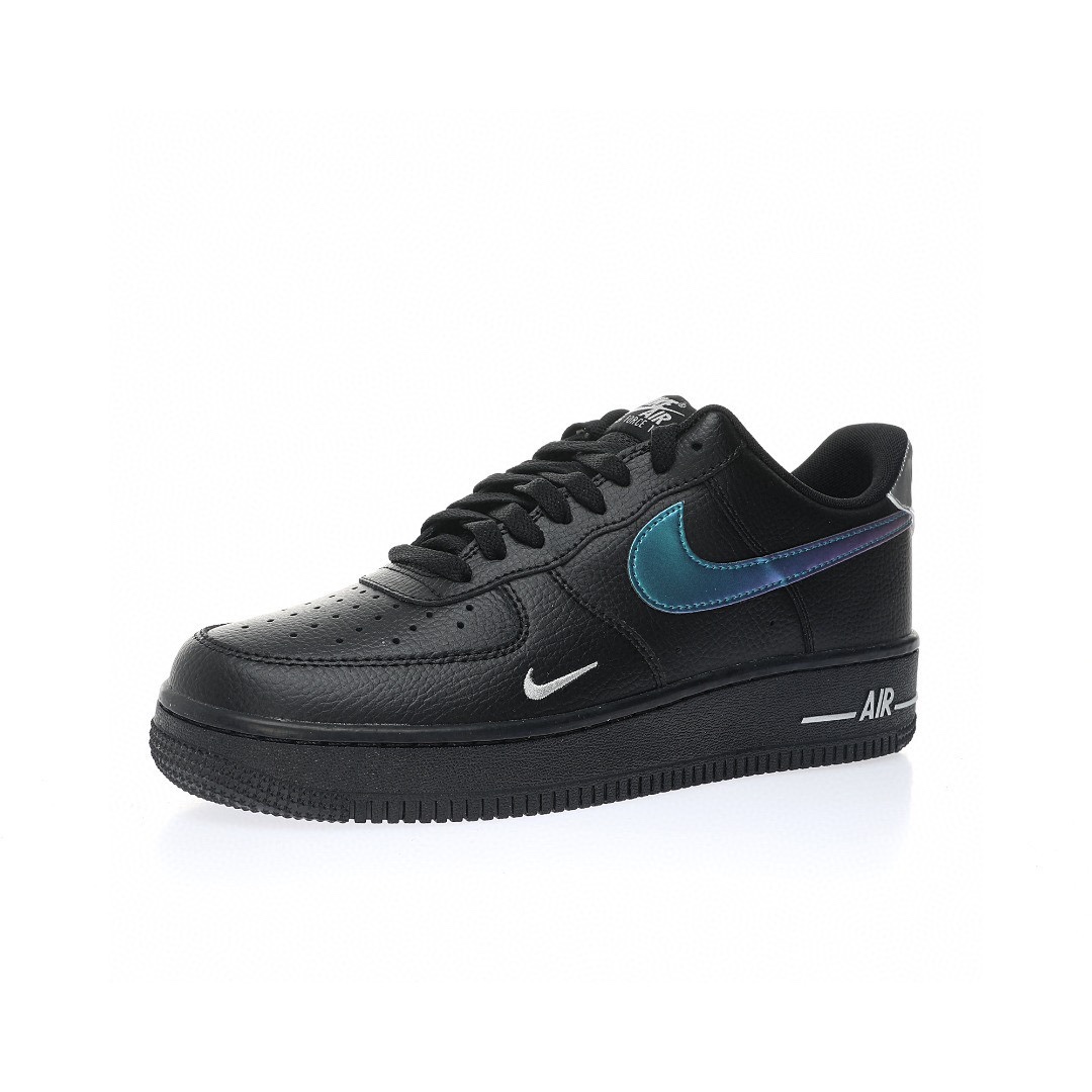 Nike Air Force 1 “皮革黑鐳射藍太空銀小鉤”