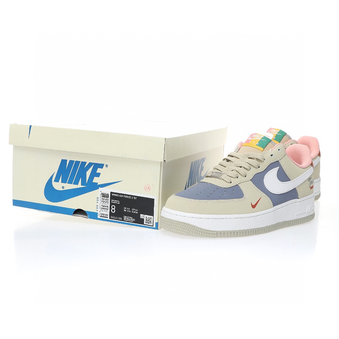 Nike Air Force 1 “拼色米灰紫藍白舊橘鉤子”