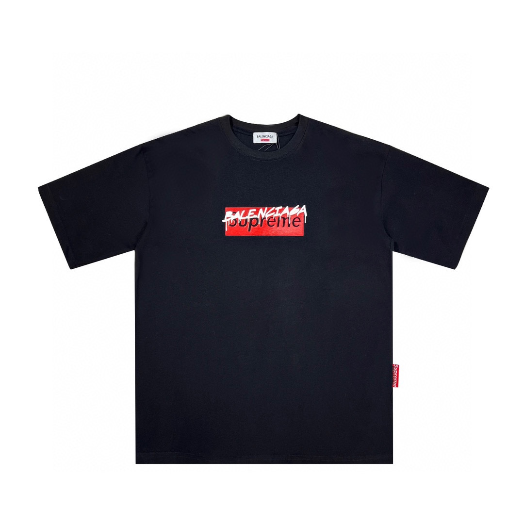 Supreme ✘ BALENCIAGA 巴黎世家聯名字母logo標識印花短袖