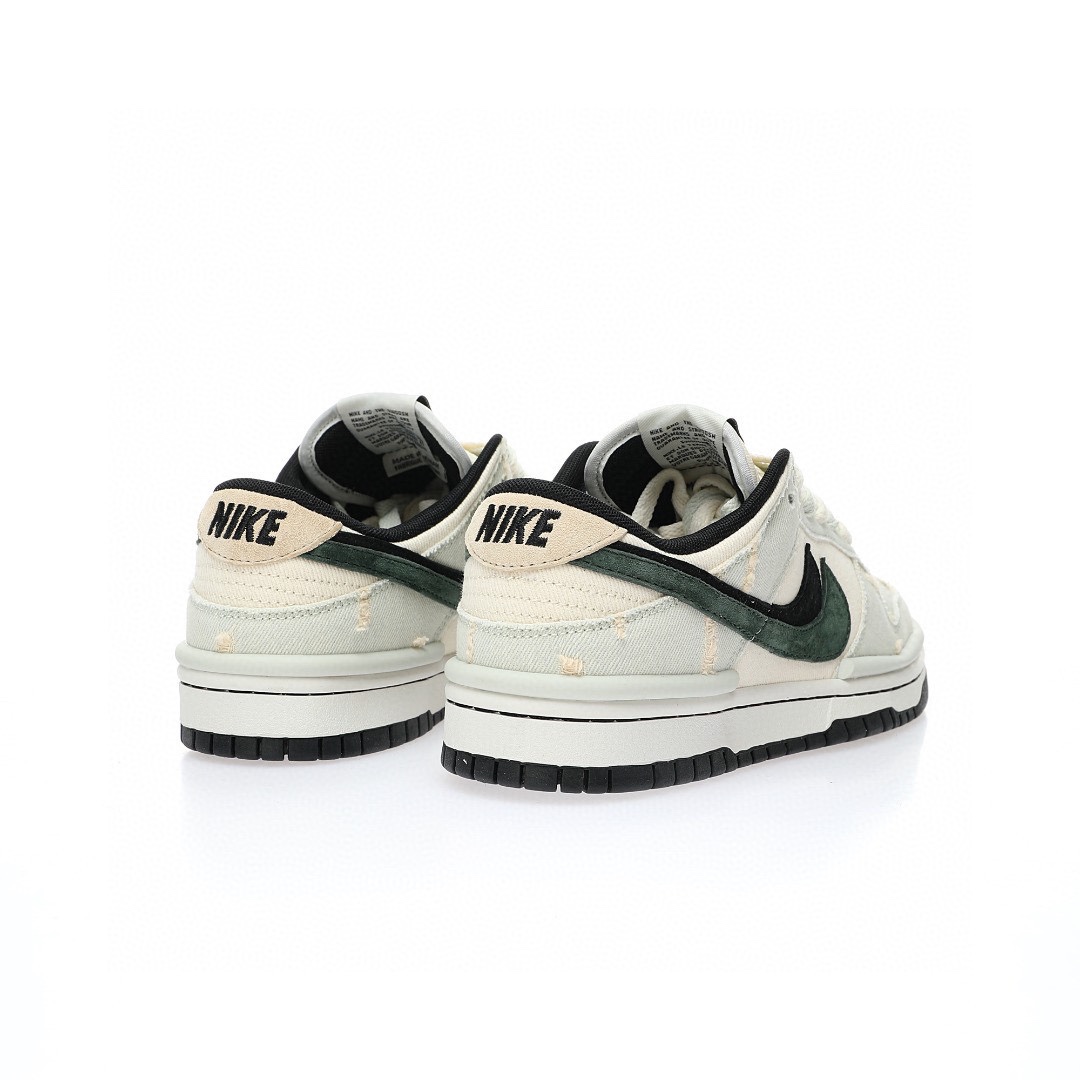 Dunk Low 磨破牛仔布淺灰黑綠雙鈎