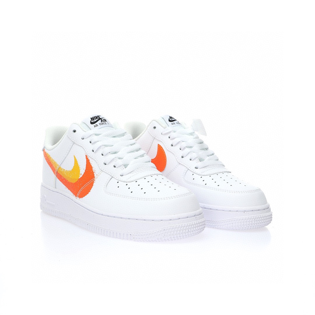 Nike Air Force 1 皮革白黃橙雙鈎