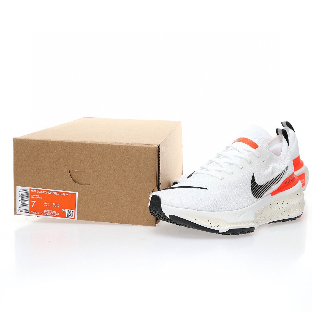 Nike ZoomX Invincible Run Flyknit 3"White/Black/Red 針織白黑桔紅