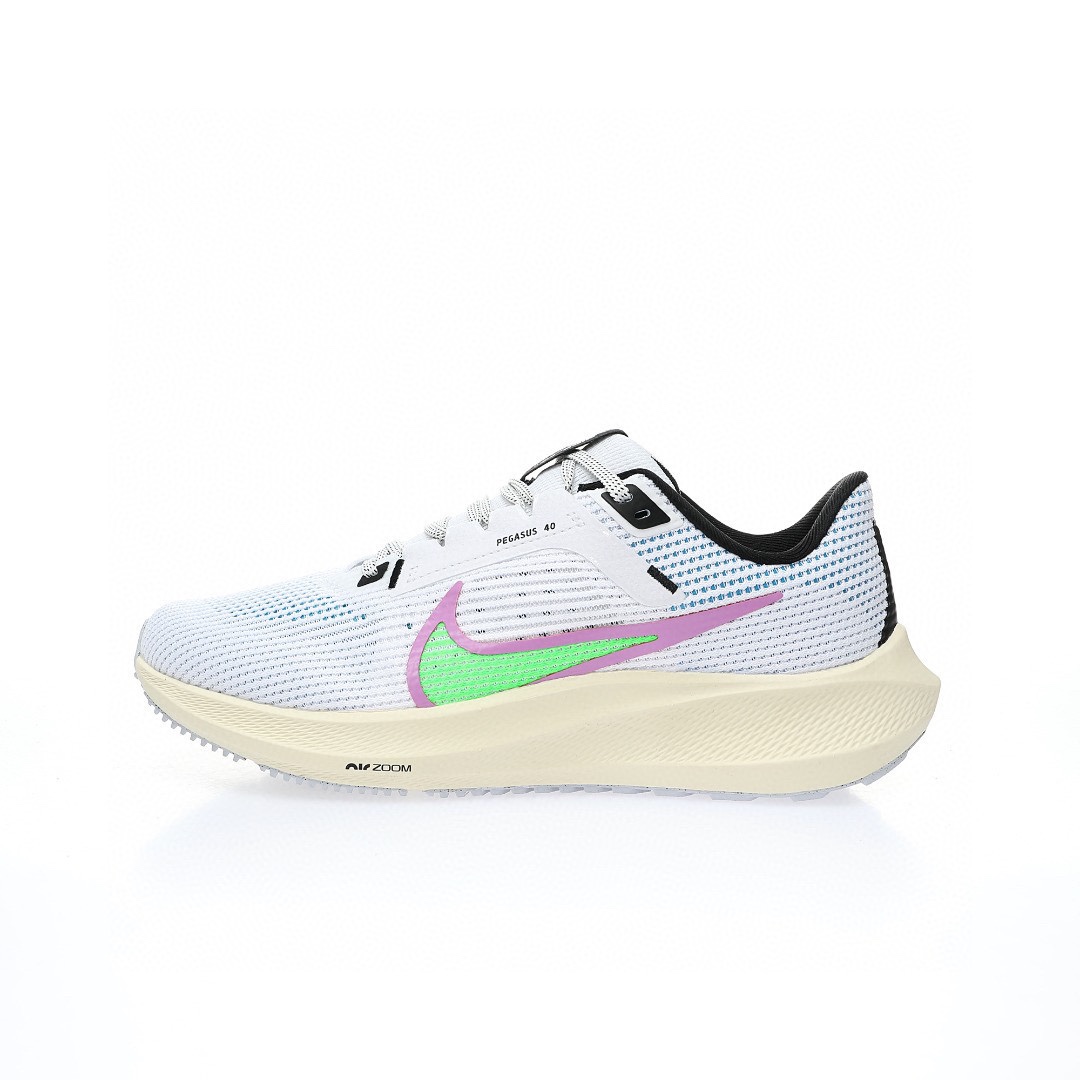 Nike Air Zoom Pegasus 40 Wide"White/Color"40代超級飛馬渦輪增壓馬拉松休閒運動慢跑鞋「網織白黑彩色鴛鴦鈎子」