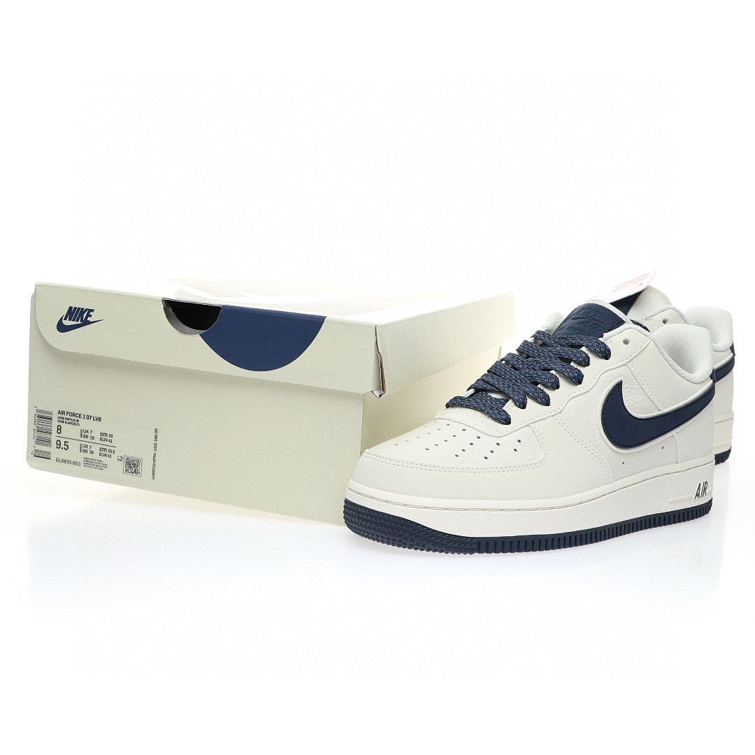Nike Air Force 1 “皮革米白海軍藍3M反光疊鉤”