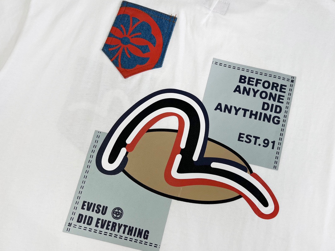 EVISU福神 海鷗佛頭牛仔口袋短袖T恤