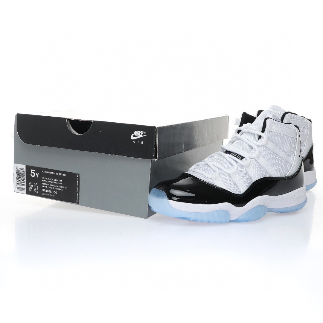 AJ11代邁克爾·喬丹高幫運動文化籃球鞋“OG康扣黑白冰藍”
