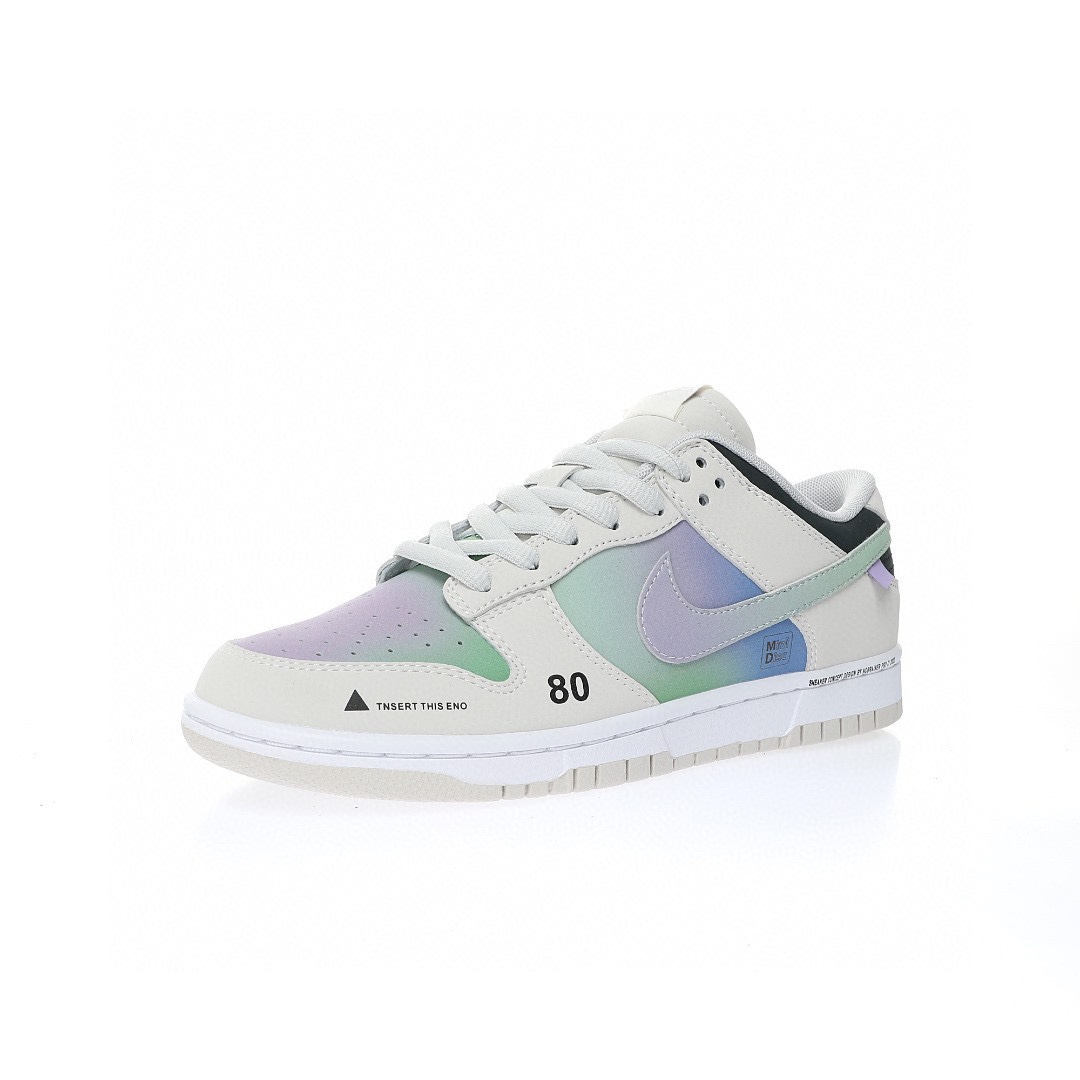 Dunk Low “皮革米白紫綠漸變CD”