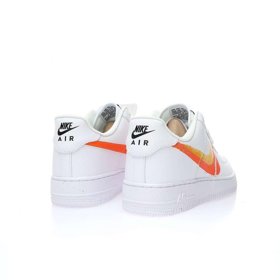 Nike Air Force 1 皮革白黃橙雙鈎