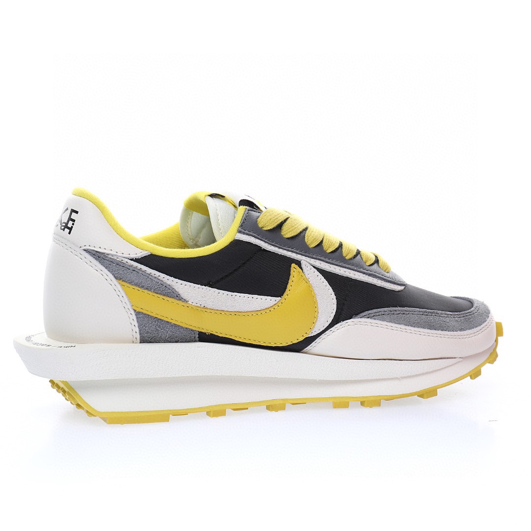Undercover x Sacai x Nike LDWaffle"Bright Citron"重疊設計前衛華夫變形休閒慢跑鞋「白黃黑影子灰」