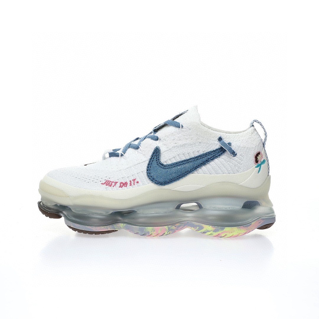 Nike Wmns Air Max Scorpion Flyknit SE"Just Do It 針織白粉牛仔淺藍