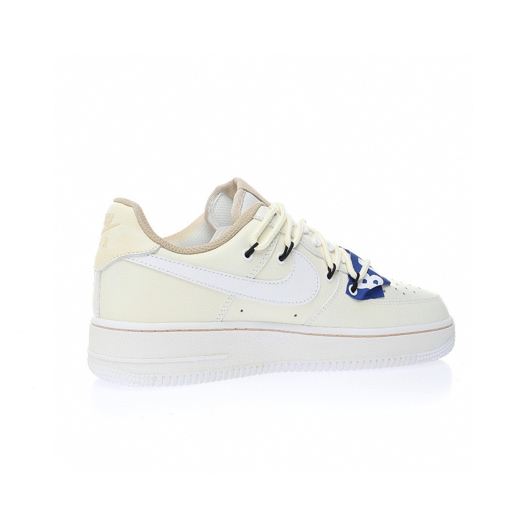 Nike Air Force 1 「米白寶藍黃笑臉綁繩」