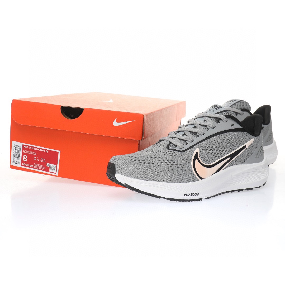 Nike Air Zoom Pegasus 39代超級飛馬渦輪增壓馬拉松休閒運動慢跑鞋「網織淺灰黑白」