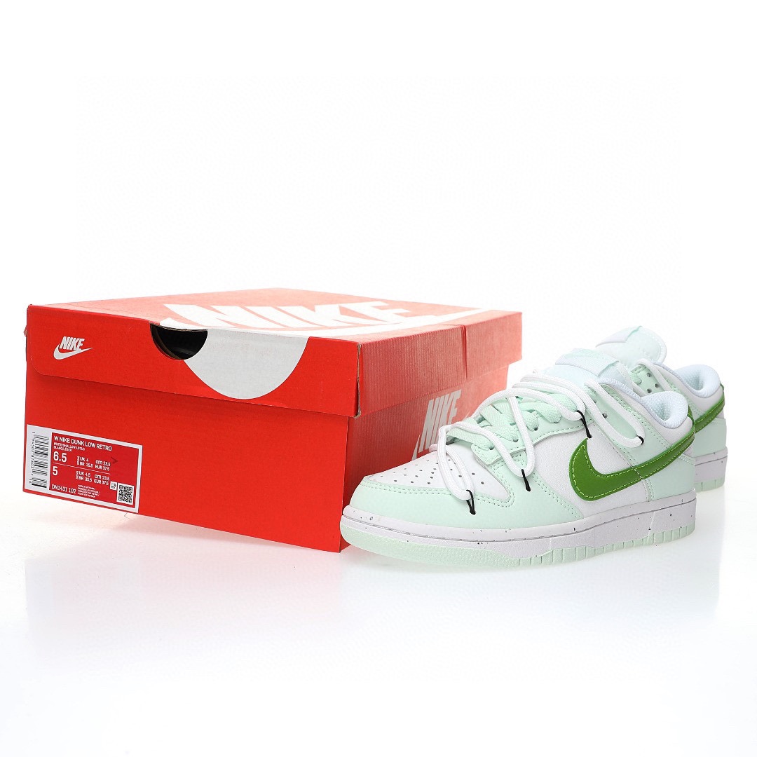 Dunk Low 皮革薄荷綠白綠綁繩