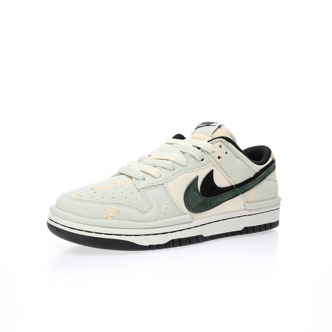 Dunk Low 磨破牛仔布淺灰黑綠雙鈎