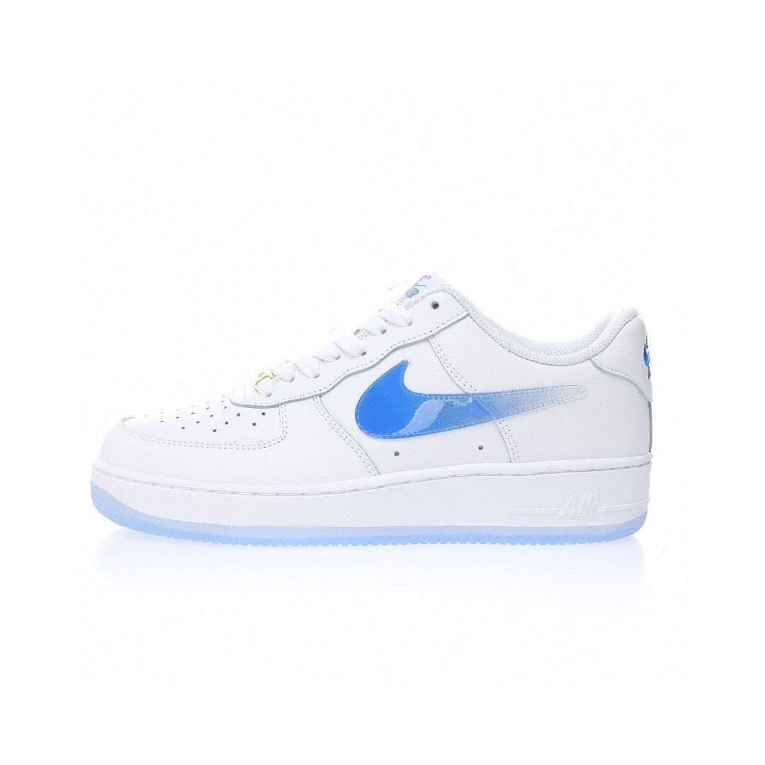 Nike By You Air Force 1 皮革白冰藍漸變鈎子」