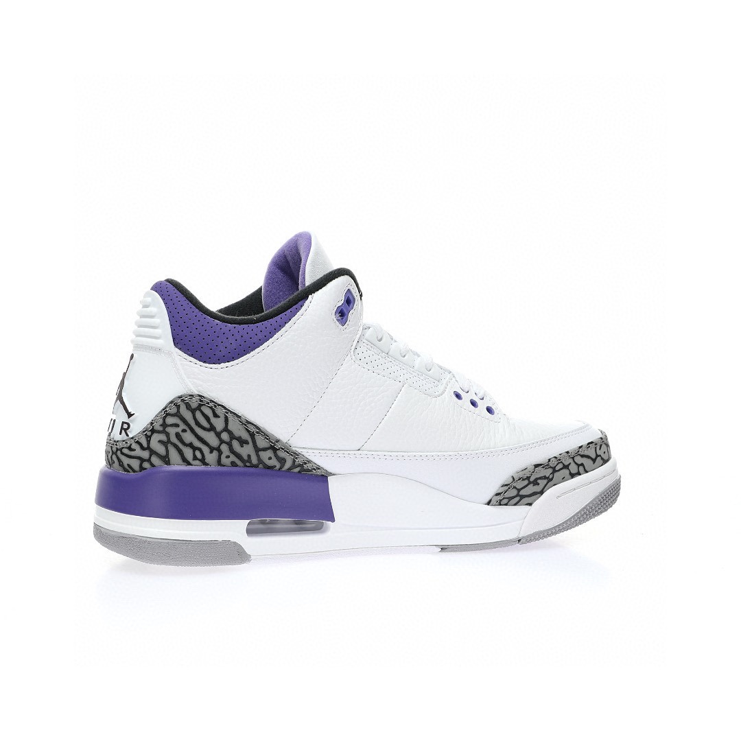 Air Jordan 3 白葡萄紫水泥爆裂紋