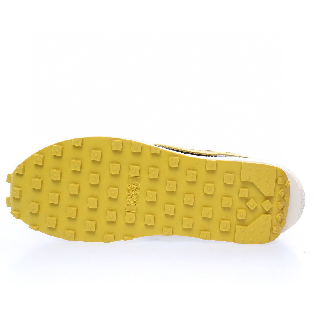 Undercover x Sacai x Nike LDWaffle"Bright Citron"重疊設計前衛華夫變形休閒慢跑鞋「白黃黑影子灰」