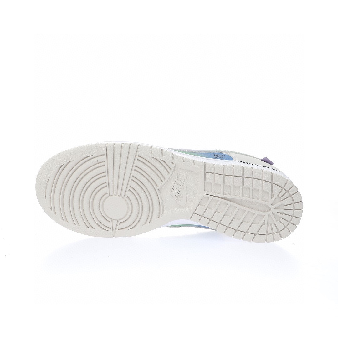 Dunk Low “皮革米白紫綠漸變CD”