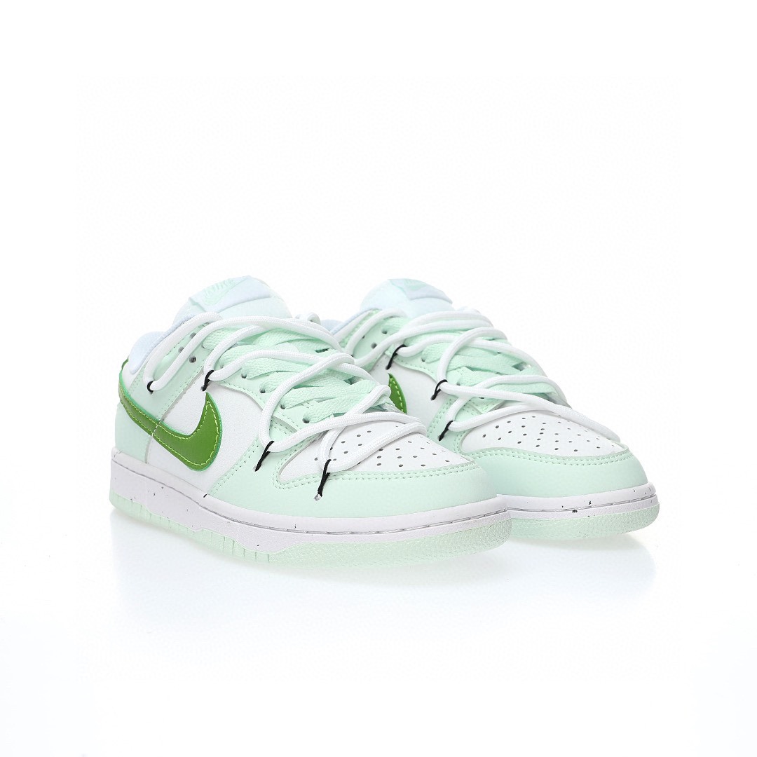 Dunk Low 皮革薄荷綠白綠綁繩