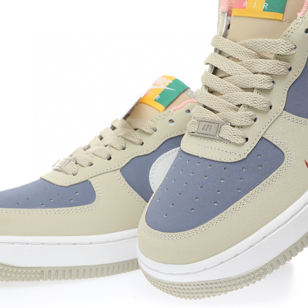 Nike Air Force 1 “拼色米灰紫藍白舊橘鉤子”