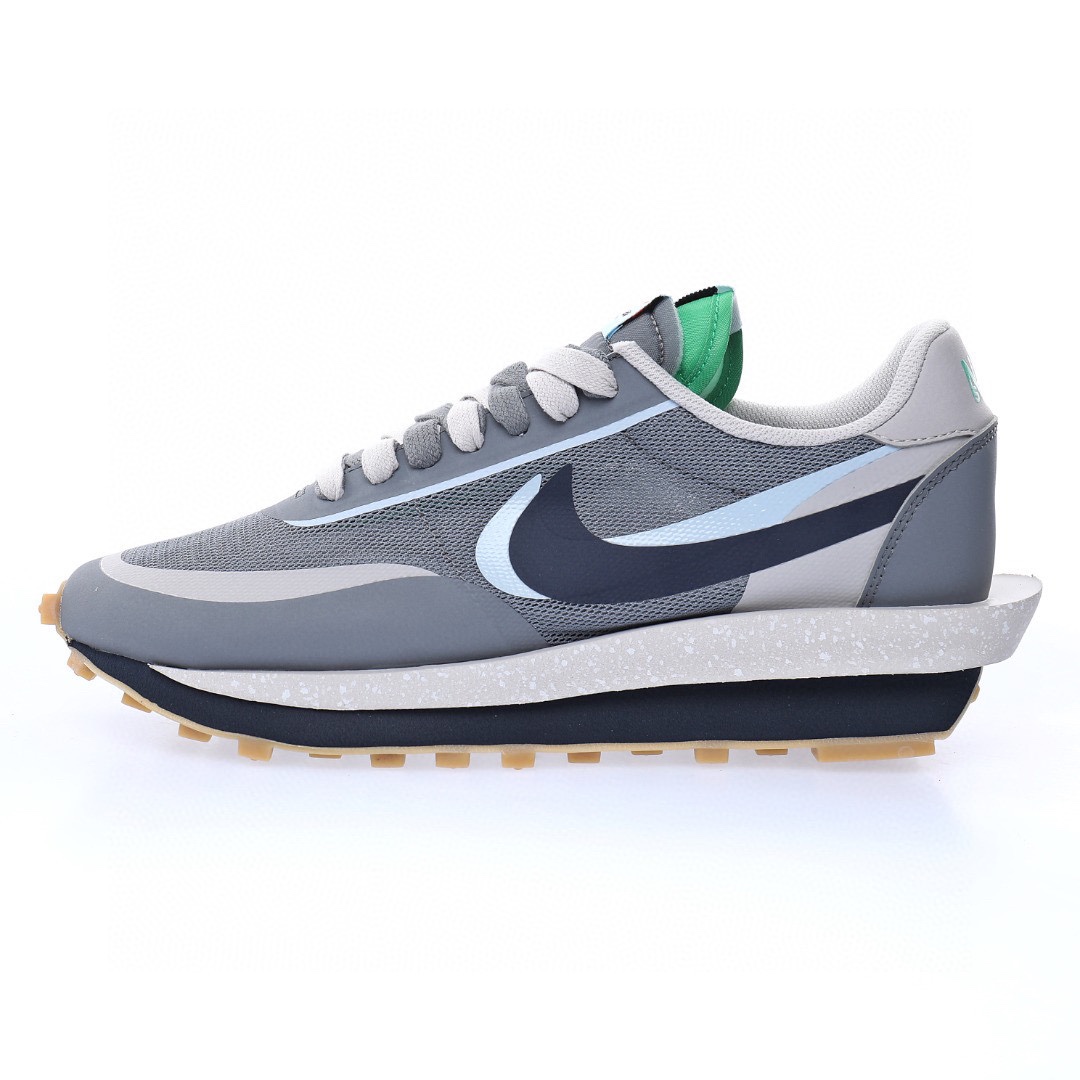 CLOT x Sacai x Nike LDV Waffle"K.O.D. 2/Cool Grey"重疊設計前衛華夫變形休閒慢跑鞋「聯名網紗灰藍解構」