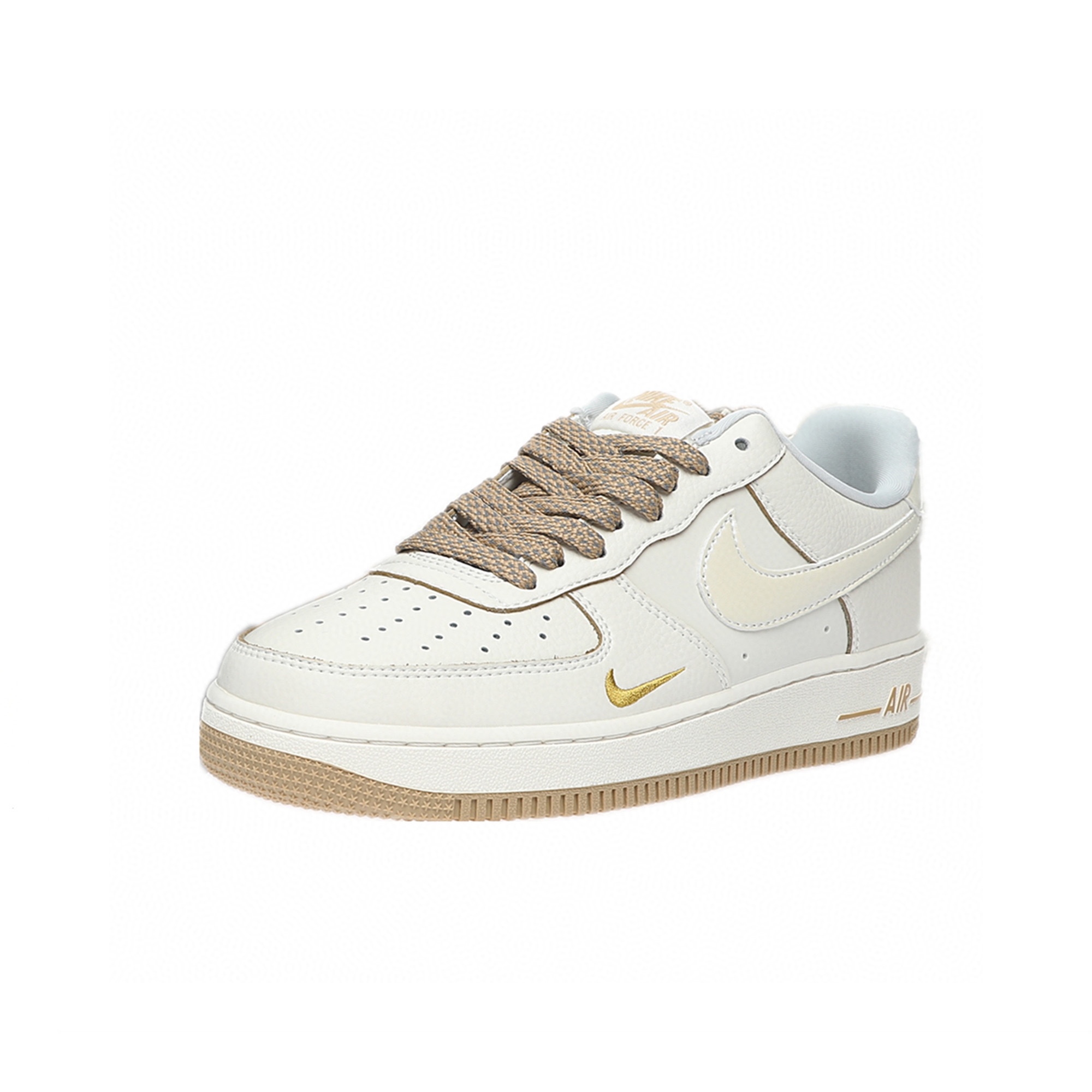 Nike Air Force 1 “皮革米白淺棕金小鉤”